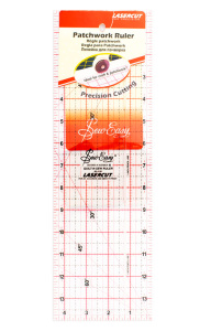 Линейка для пэчворка с градицей в дюймах с прорезью, 14" x 4 1/2". Арт NL4181                  
