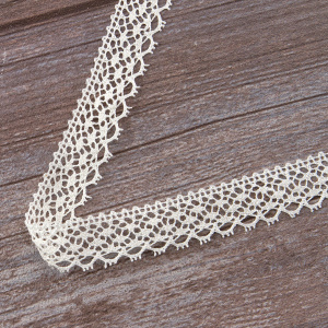 Мерсеризованное хлопковое кружево, 20 мм, шампань. Арт 2095/72