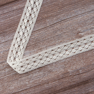 Мерсеризованное хлопковое кружево, 26 мм, шампань. Арт 2131/72