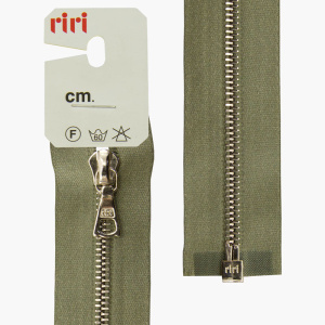 Молния металл, Ni, разъёмная 1 замок, на атласной тесьме, 4 мм, 65 см, цвет 5884, серо-зеленый. Арт 3000079/65/5884         