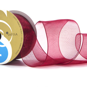 Лента органза SAFISA мини-рулон, 39 мм, 2 м, цвет 30, бордо. Арт P00520-39мм-30          