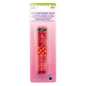 Сантиметровая лента, цвет белый/красный, ширина 20 мм, 150 см / 60". Арт 255                     