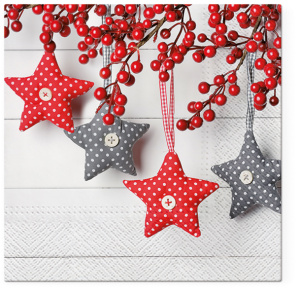 Салфетки трехслойные для декупажа, коллекция "Lunch"  TETЕ a TETE "Красно-серые звезды" . Арт TL641000