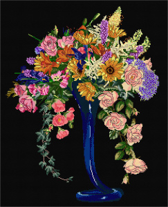 Набор для вышивания "Летний букет", канва аида (черная) 18 ct. Арт 1086.05                 