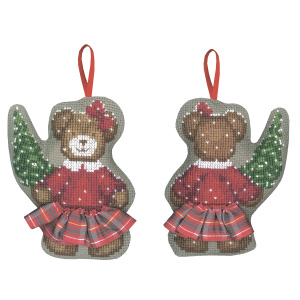 Набор для вышивания елочной игрушки "OURSE JUPETTE" (Мишка в юбке). Арт 2736