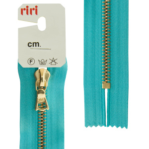 Молния металл, Gold, неразъёмная, на атласной тесьме, 6 мм, 18 см, цвет 5859, бирюзовый. Арт 3653226/18/5859         