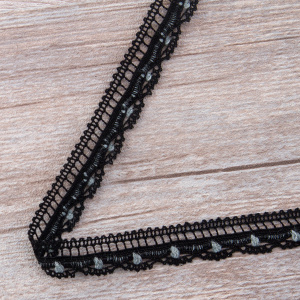 Мерсеризованное хлопковое кружево, 15 мм, черный. Арт 2150/14