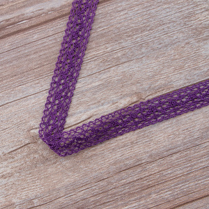 Мерсеризованное хлопковое кружево, 20 мм, цвет темно-лавандовый. Арт 3037/46                 