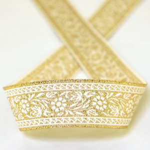 Лента жаккардовая с люрексом SAFISA арт.9251, 25 мм, 15 м. Арт 9251-25мм-101