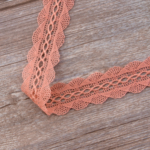 Мерсеризованное хлопковое кружево, 35 мм, цвет серо-розовый. Арт 1865/F3