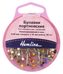 Булавки портновские со стеклянными головками, 34 мм, 95 шт, разноцветные. Арт 679