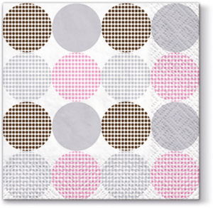 Салфетки трехслойные для декупажа, коллекция "Lunch"  PAW Decor Collection "Точки (розовые)". Арт SDL062904