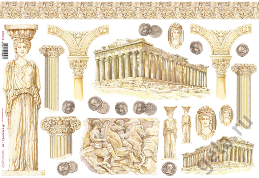 Бумага упаковочная "Древняя Греция", рисовая, 48 х 33 см. Арт DFS118                  