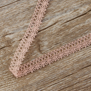 Мерсеризованное хлопковое кружево, 10 мм, цвет пыльно-розовый. Арт 3221/W4