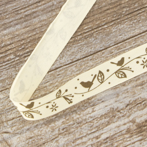 Лента хлопковая на картонной мини-катушке "Птички на ветке". Арт VR15.066