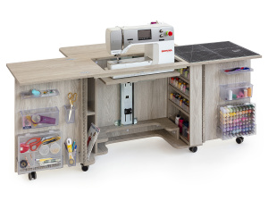 Стол раскладной для швейной машины с раскройным местом DUO, серый дуб. Арт TLM.GXL.P-G001