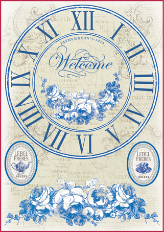 Бумага упаковочная "Синие часы", рисовая, 21 х 29,7 см. Арт DFSA4068