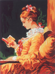 Канва жесткая с рисунком "Дама с томиком стихов". Арт D.477                   