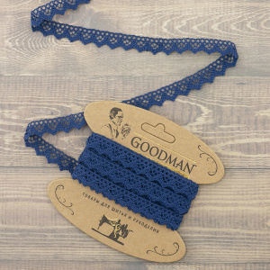 Кружево плетеное, 12 мм, цвет синий, 100% хлопок, 5 м. Арт K-5004-242