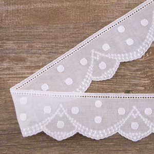 Шитье-вышивка на батисте, прошва, 50 мм, цвет белый. Арт 37198/B