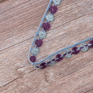 Мерсеризованное хлопковое кружево, 13 мм, цвет серый с фиолетовым. Арт 3615/CB