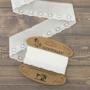 Шитье-вышивка на батисте, прошва, 45 мм, цвет белый, 50% полиэстер, 50 % хлопок, 3,5 м. Арт 4B1122.212