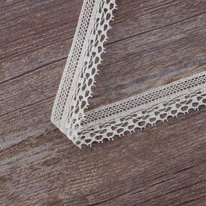 Мерсеризованное хлопковое кружево, 20 мм, цвет белый. Арт 2010/01