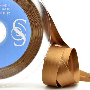 Косая бейка атласная 20 мм, 25 м, цвет 44, бронзовый. Арт 6260-20мм-44            