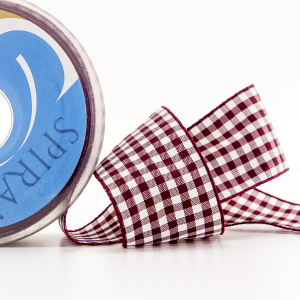 Лента с рисунком клетка SAFISA, 40 мм, 25 м, цвет 30, бордо. Арт 469-40мм-30             