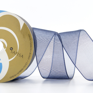 Лента органза SAFISA мини-рулон, 25 мм, 2,5 м, цвет 15, темно-серый. Арт P00520-25мм-15          