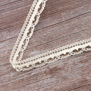 Мерсеризованное хлопковое кружево, 15 мм, шампань. Арт 2150/72