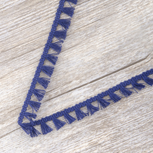 Тесьма декоративная, 16 мм, с бахромой, цвет темно-синий. Арт 2204/10