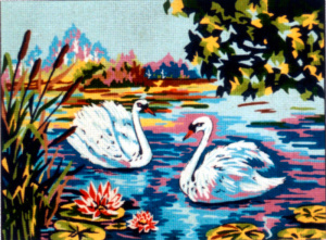 Канва жесткая с рисунком "Лебеди". Арт E.346                   