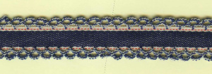 Тесьма декоративная, 24 мм, джинс с двойной кружевной отделкой. Арт 13207/1