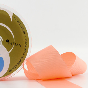 Лента репсовая SAFISA, 50 мм, 25 м, цвет 07 персиковый. Арт 350-50мм-07