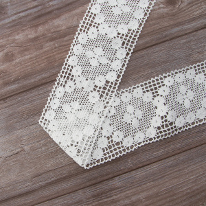 Мерсеризованное хлопковое кружево, 90 мм, цвет белый. Арт 2230/01