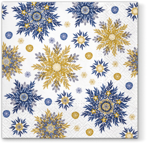 Салфетки трехслойные для декупажа, коллекция "Lunch"  PAW Decor Collection "Снежинки (синие)". Арт SDL012705