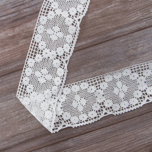 Мерсеризованное хлопковое кружево, 95 мм, цвет белый. Арт 2229/01