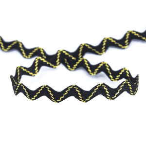 Тесьма PEGA тип вьюнчик, черный с люрексом, 8 мм. Арт 841513625DP701          