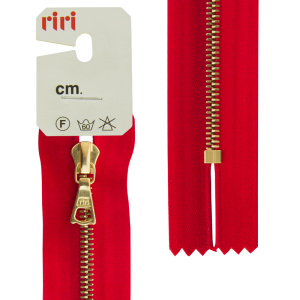 Молния металл, Gold, неразъёмная, на атласной тесьме, 4 мм, 16 см, цвет 9426, ярко-красный. Арт 3403223/16/9426         