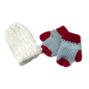 Шапка и варежки мини . Арт 26793/бел.