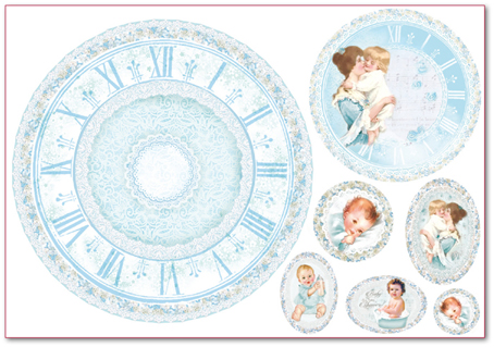 Бумага упаковочная "Часы для малыша", рисовая, 48 х 33 см. Арт DFS316