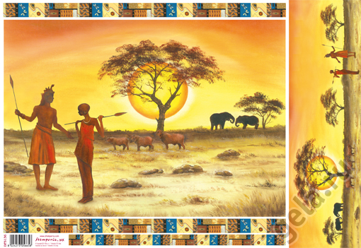 Бумага упаковочная "Закат с Масаи", рисовая, 48 х 33 см. Арт DFS136                  