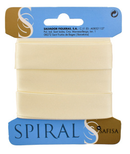 Косая бейка атласная  на блистере SAFISA, 20 мм, 2,5 м, цвет 56, кремовый. Арт P06260-20мм-56          