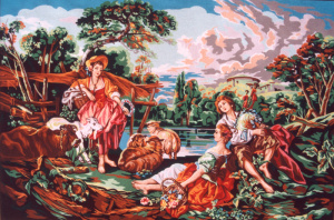 Канва жесткая с рисунком "Прекрасные пастушки". Арт 12.463                  