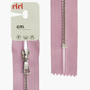 Молния металл, Ni, неразъёмная, на атласной тесьме, 4 мм, 18 см, цвет 9413, светло-сиреневый. Арт 3412224/18/9413         