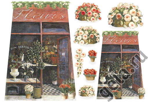 Бумага упаковочная "Цветочный магазин", рисовая, 48 х 33 см. Арт DFS076                  