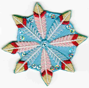 Термоаппликация HKM "Button aus Federn hellblau rosa". Арт 33286/1SB