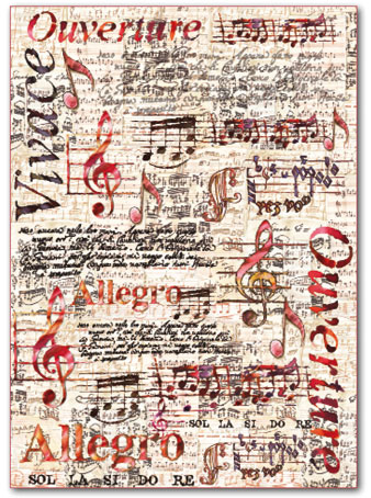 Фетр с принтом "Ноты". Арт FLSG/ST05               