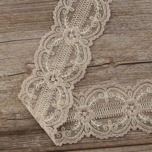 Вышивка на тюле, 60 мм, цвет розовый. Арт I663/F3